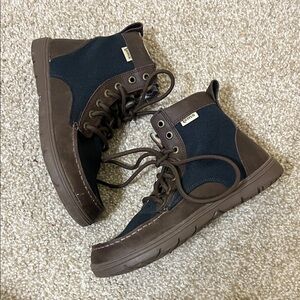 Lems Boulder Boot Navy Stout Leather Canvas Hiking 39